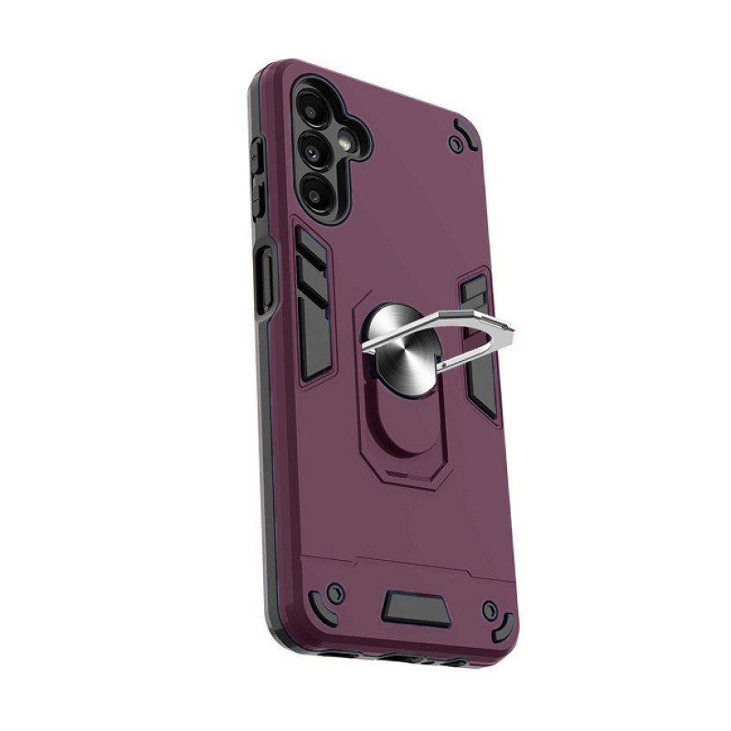Σκληρή Θήκη Πλάτης Armor με Βάση Στήριξης για Samsung Galaxy A34 - Χρώμα: Μπορντό