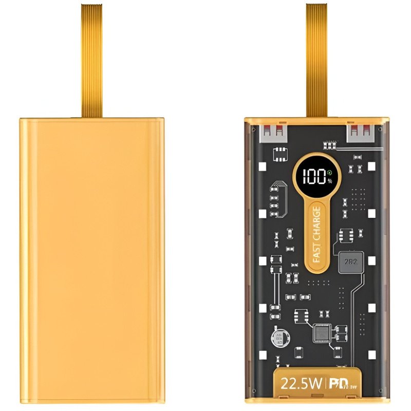 YESPLUS YS-919 PowerBank LED Lightning PD 22.5W Γρήγορης Φόρτισης 10000mAh - Χρώμα: Κίτρινο