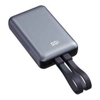 NINE Duo 35W Power Bank Γρήγορης Φόρτισης με Καλώδια Type-C & Lightning 10000mAh - Χρώμα: Μαύρο