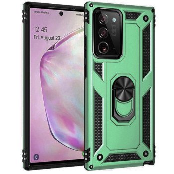 Σκληρή Θήκη Πλάτης Armor με Βάση Στήριξης για Samsung Galaxy Note 20 Ultra - Χρώμα: Σκούρο Πράσινο