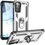 Σκληρή Θήκη Πλάτης Armor με Βάση Στήριξης για Samsung Galaxy A03S - Χρώμα: Ασημί