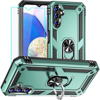 Σκληρή Θήκη Πλάτης Armor με Βάση Στήριξης για Samsung Galaxy A25 - Χρώμα: Σκούρο Πράσινο