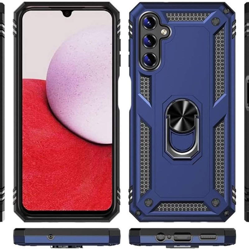 Σκληρή Θήκη Πλάτης Armor με Βάση Στήριξης για Samsung Galaxy A14 - Χρώμα: Σκούρο Μπλέ
