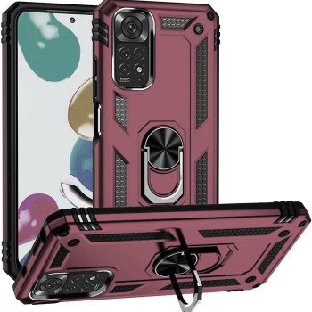 Σκληρή Θήκη Πλάτης Armor με Βάση Στήριξης για Xiaomi Redmi Note 11S - Χρώμα: Μπορντό