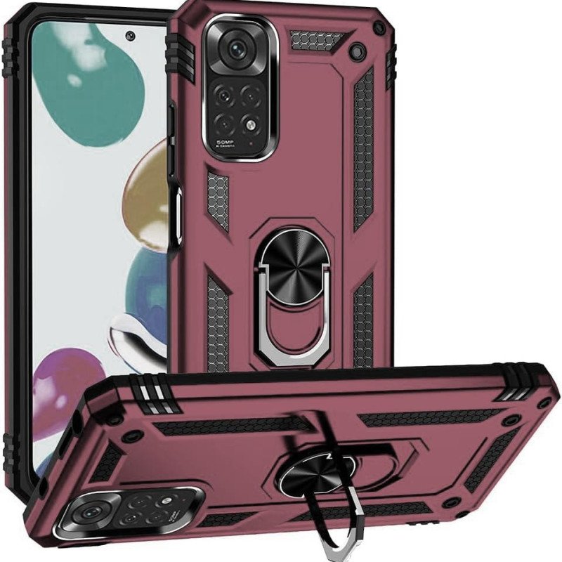 Σκληρή Θήκη Πλάτης Armor με Βάση Στήριξης για Xiaomi Redmi Note 11S - Χρώμα: Μπορντό
