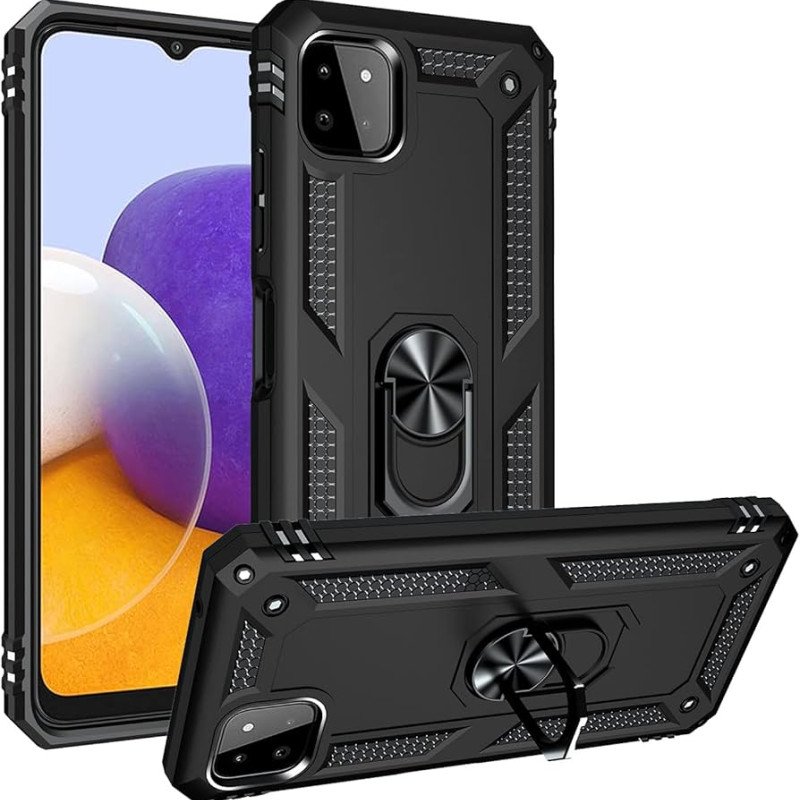 Σκληρή Θήκη Πλάτης Motomo με Δαχτυλίδι για Samsung Galaxy A22 5G - Χρώμα: Μαύρο