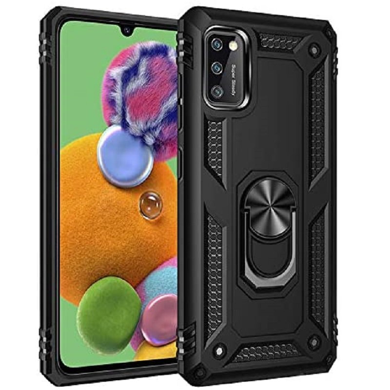Σκληρή Θήκη Πλάτης Armor με Βάση Στήριξης για Samsung Galaxy A03S - Χρώμα: Μαύρο