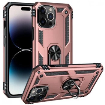 Σκληρή Θήκη Πλάτης Armor με Βάση Στήριξης για i Phone 14 Pro Max - Χρώμα: Ρόζ Χρυσό