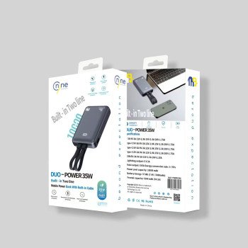 NINE Duo 35W Power Bank Γρήγορης Φόρτισης με Καλώδια Type-C & Lightning 10000mAh - Χρώμα: Μαύρο