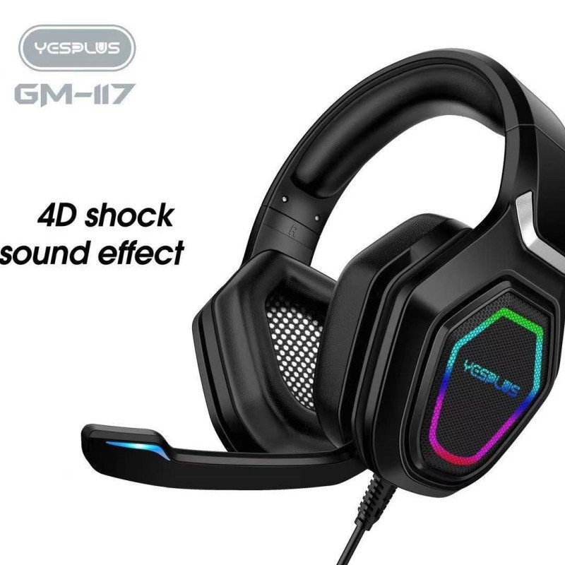 YESPLUS GM-117 Ασύρματα Bluetooth LED Gaming Ακουστικά - Χρώμα: Μαύρο