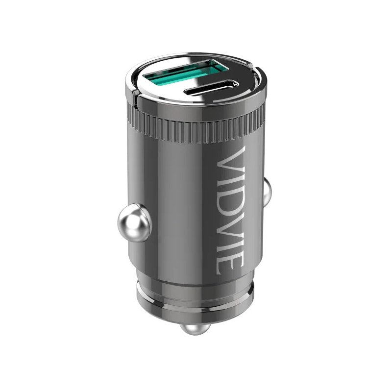 VIDVIE CC524C-i Φορτιστής Αυτοκινήτου με 33W Θύρα USB-A & 30W Θύρα USB Type-C με Καλώδιο Lightning - Χρώμα: Μαύρο