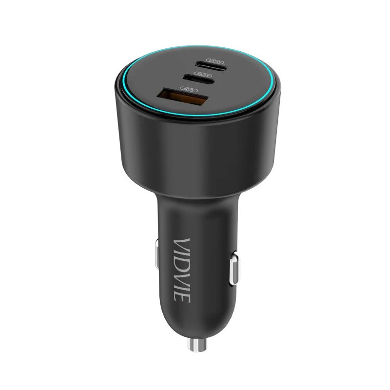 VIDVIE CC538 Φορτιστής Αυτοκινήτου με 60W Θύρα USB-A & 100W 2x Θύρες USB Type-C με 100W Καλώδιο Type-Cσε Type C - Χρώμα: Μαύρο