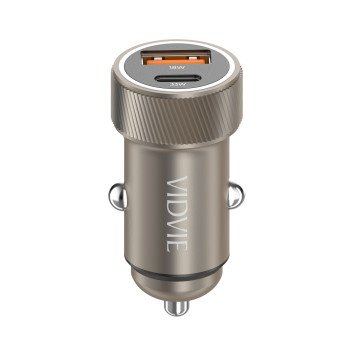 VIDVIE CC542C&C Φορτιστής Αυτοκινήτου με 18W Θύρα USB-A & 30W 2x Θύρες USB Type-C με 60W Καλώδιο Type-C σε Type C - Χρώμα: Χρυσό