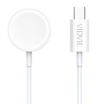 VIDVIE WLC1411-T Μαγνητικός Aσύρματος Φορτιστής Ρολογιού 3W με Καλώδιο USB Type-C 1.2m - Χρώμα: Λευκό