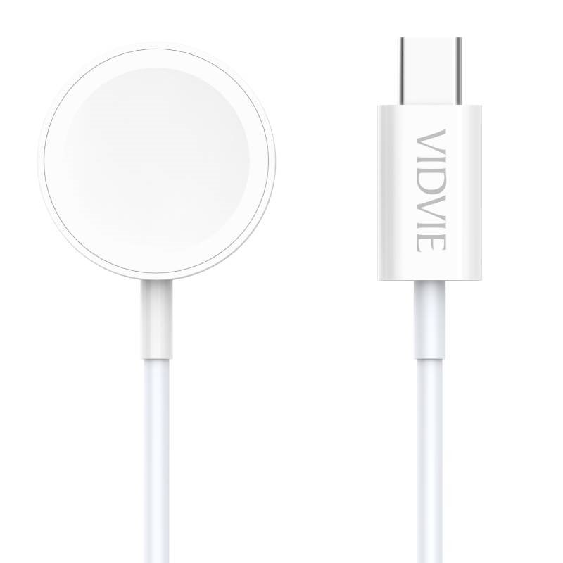 VIDVIE WLC1411-T Μαγνητικός Aσύρματος Φορτιστής Ρολογιού 3W με Καλώδιο USB Type-C 1.2m - Χρώμα: Λευκό