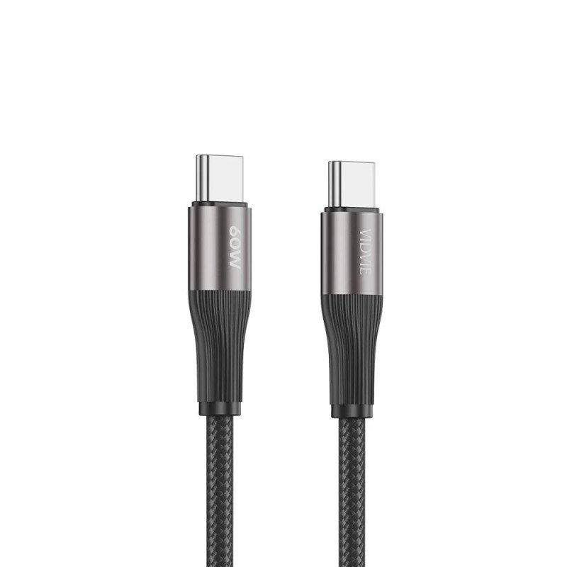 VIDVIE CB4038-2C&C 60W Καλώδιο Γρήγορης Φόρτισης & Μεταφοράς Δεδομένων Type-C σε Type-C (2M) - Χρώμα: Μαύρο
