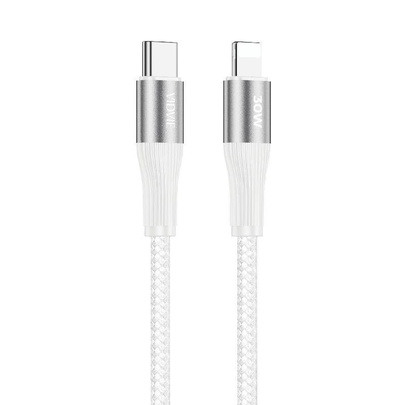 VIDVIE CB4038C&i 30W Καλώδιο Γρήγορης Φόρτισης & Μεταφοράς Δεδομένων Type-C σε Lightning (1M) - Χρώμα: Λευκό