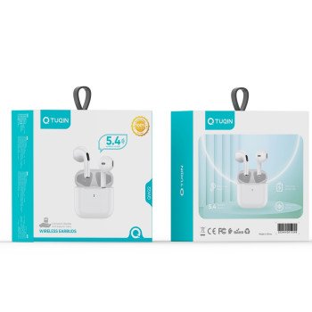 TUQIN QW22 Ασύρματα Bluetooth Ακουστικά TWS V5.4 με Θήκη Φόρτισης - Χρώμα: Λευκό