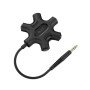 Budi (DC123B) 5in1 Καλώδιο 1x 3.5mm Male - 5x 3.5mm Female 0.2m - Χρώμα: Μαύρο
