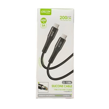 GREEN LYCA G-1086 Καλώδιο Φόρτισης & Μεταφοράς Δεδομένων Type-C σε Type-C 60W PD 5A 2m - Χρώμα: Μαύρο GREEN LYCA G-1086 Καλώδιο Φόρτισης & Μεταφοράς Δεδομένων Type-C σε Type-C 60W PD 5A 2m - Χρώμα: Μαύρο