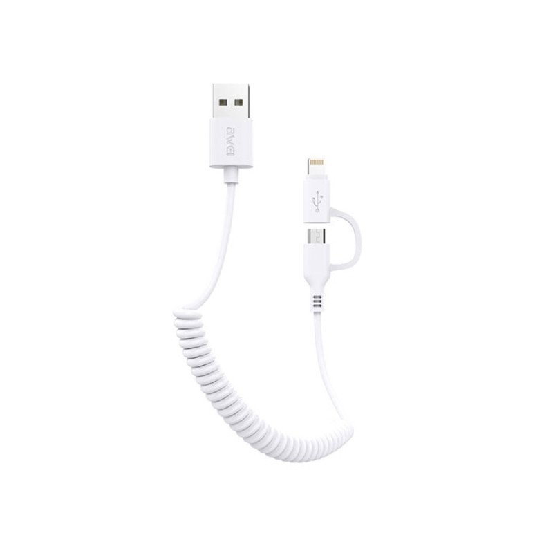 Καλώδιο Φόρτισης Awei CL-53 1m Micro USB/Lightning Fast Multi Charging Cable - Χρώμα: Λευκό