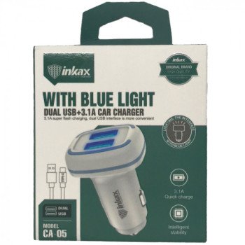 Inkax CA-05 Φορτιστής Αυτοκινήτου με Διπλή Θύρα USB & Καλώδιο Type-C - Χρώμα: Λευκό Inkax CA-05 Φορτιστής Αυτοκινήτου με Διπλή Θύρα USB & Καλώδιο Type-C - Χρώμα: Λευκό