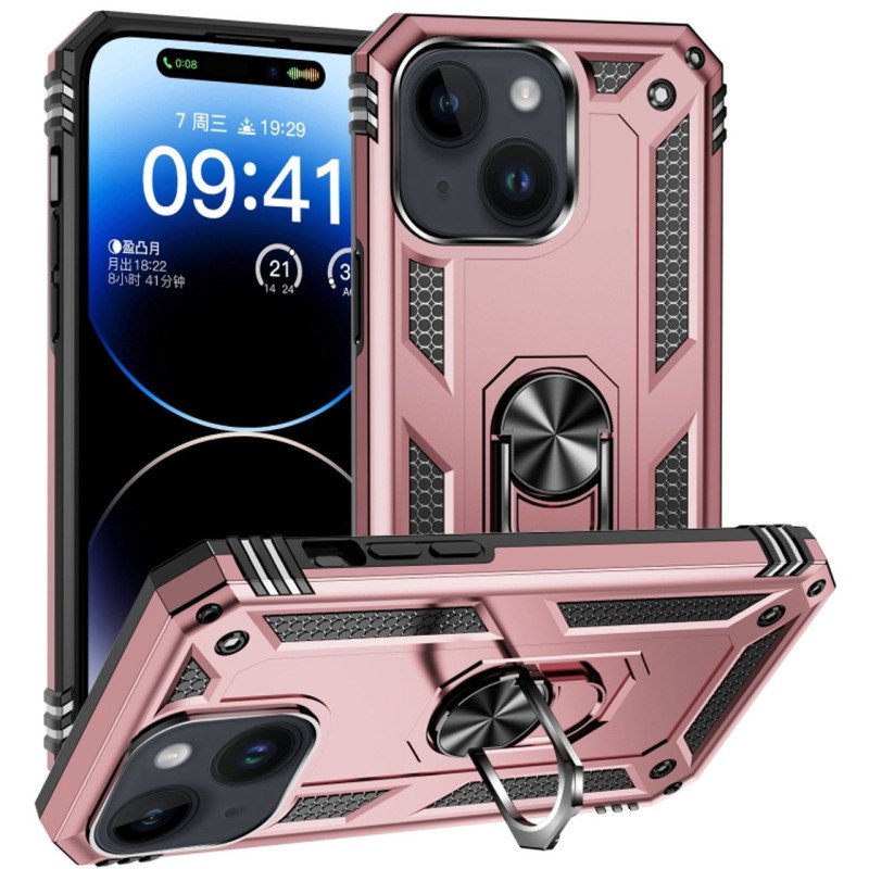 Σκληρή Θήκη Πλάτης με Δαχτυλίδι για Apple i Phone 16 - Χρώμα: Ρόζ Χρυσό