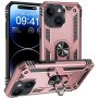 Σκληρή Θήκη Πλάτης με Δαχτυλίδι για Apple i Phone 16 - Χρώμα: Ρόζ Χρυσό