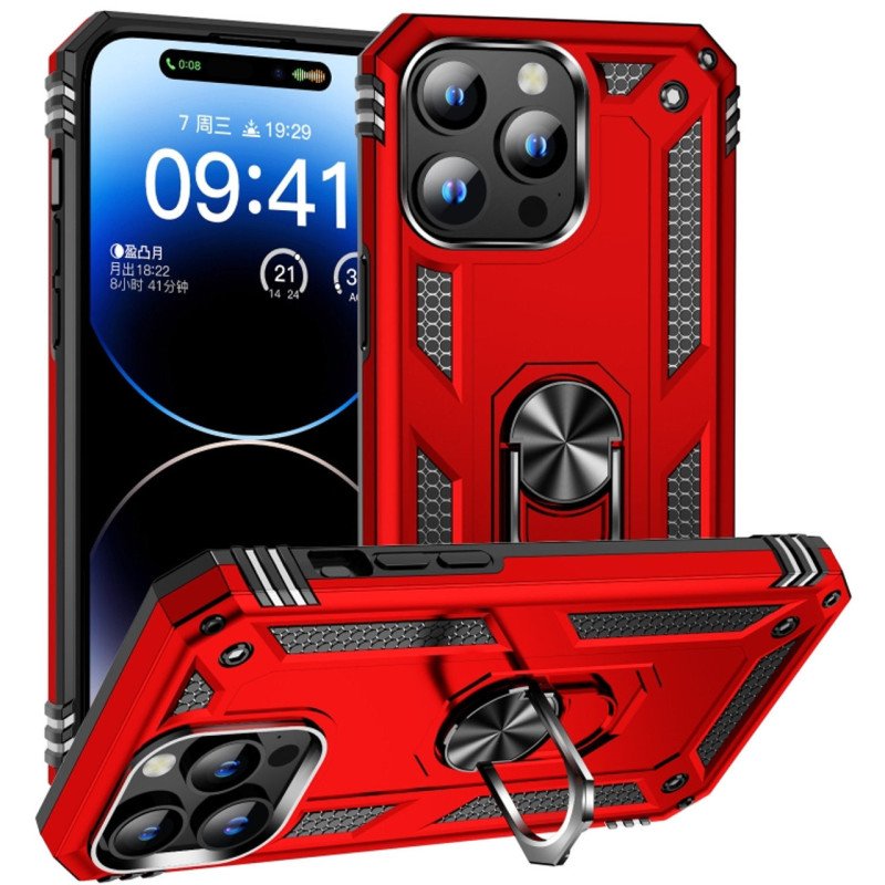 Σκληρή Θήκη Πλάτης με Δαχτυλίδι για Apple i Phone 16 Pro Max - Χρώμα: Κόκκινο