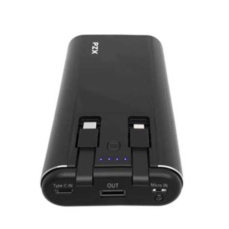 PZX V23 Power Bank 20000Mah με Διπλά Καλώδια Ενσωματωμένα σε Type C και Lightning Cables - Χρώμα: Μαύρο PZX V23 Power Bank 20000Mah με Διπλά Καλώδια Ενσωματωμένα σε Type C και Lightning Cables - Χρώμα: Μαύρο