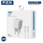 PZX P45 PD Fast Charging Φορτιστής SmartPhone με 1 Θύρα Type-C & Καλώδιο Type-C σε Type-C 20W - Χρώμα: Λευκό