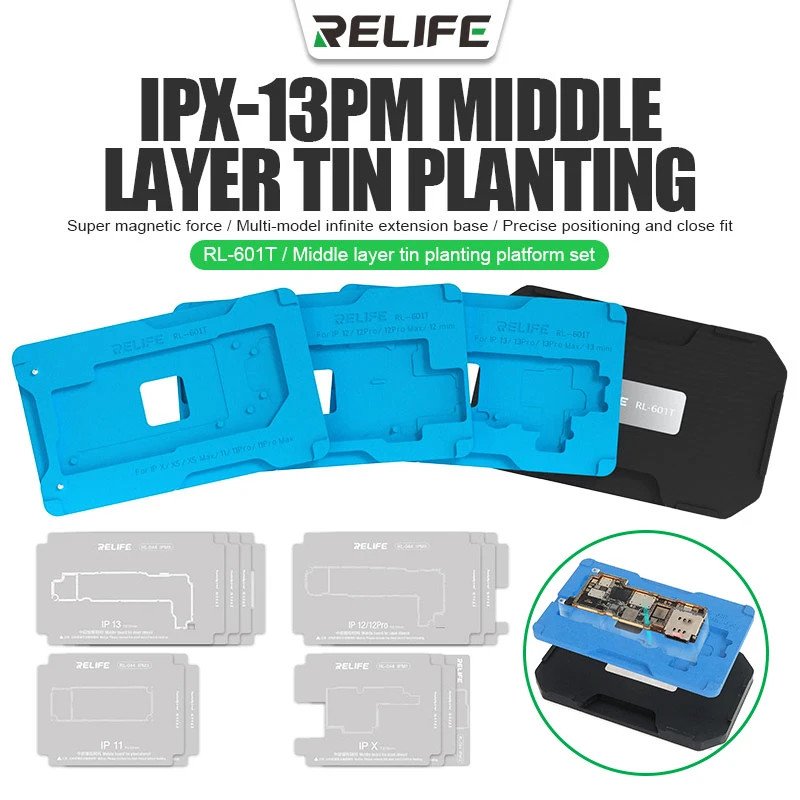 RELIFE RL-601T 14-en-1 Motherboard Repair Fixture Set for IPX-15P Mid-Tier