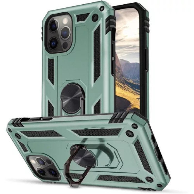 Σκληρή Θήκη Πλάτης Armor με Βάση Στήριξης για Xiaomi Redmi Note 13 5G - Χρώμα: Σκούρο Πράσινο