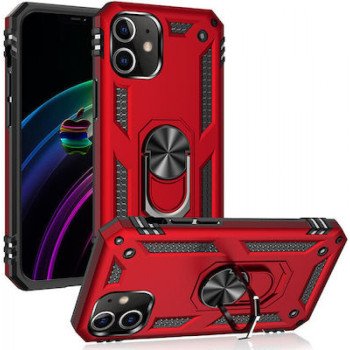Σκληρή Θήκη Πλάτης Motomo με Δαχτυλίδι για Apple i Phone 12 Pro Max - Χρώμα: Κόκκινο