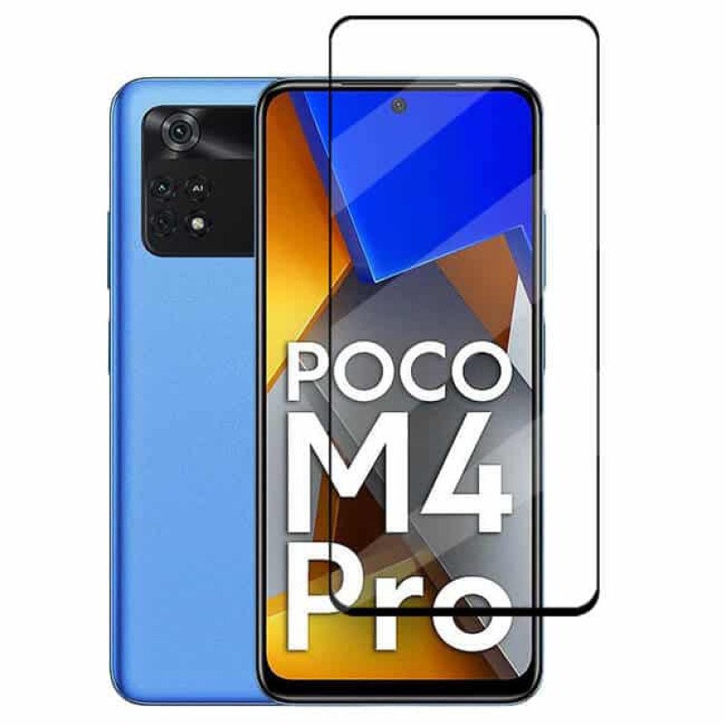 Full Cover Full Glue Τζαμάκι Προστασίας Οθόνης για Xiaomi Poco M4 Pro 4G - Χρώμα: Μαύρο