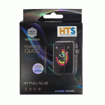 HTS Τζαμάκι Προστασίας Οθόνης Ρολογιού για Apple Watch 42mm Full Glue Σκληρυμένο Γυαλί - Χρώμα: Μαύρο