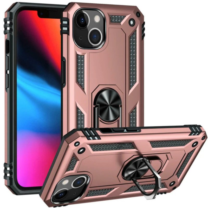 Σκληρή Θήκη Πλάτης με Δαχτυλίδι για Apple iPhone 16 Plus - Χρώμα: Ρόζ Χρυσό