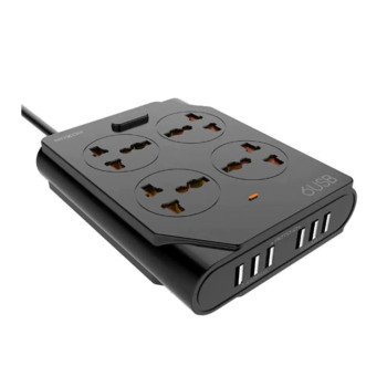 MOXOM KH-63Y Πολύπριζο & Φορτιστής με 6 Θύρες USB 10A - Χρώμα: Μαύρο MOXOM KH-63Y Πολύπριζο & Φορτιστής με 6 Θύρες USB 10A - Χρώμα: Μαύρο