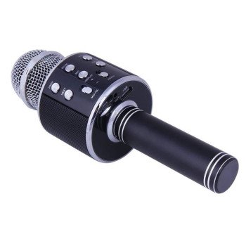 WS-858 Wireless Bluetooth Karaoke Handheld Microphone USB KTV Player Bluetooth Mic Speaker Record Music - Χρώμα: Μαύρο WS-858 Wireless Bluetooth Karaoke Handheld Microphone USB KTV Player Bluetooth Mic Speaker Record Music - Χρώμα: Μαύρο
