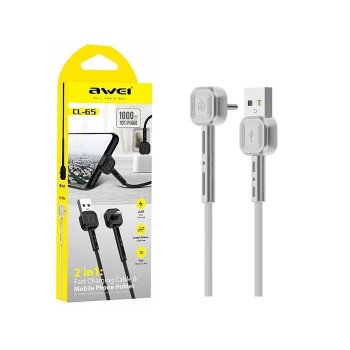 Καλώδιο Φόρτισης Awei CL-65 1m Lightning L Type Fast Charging Mobile Holder - Χρώμα: Λευκό Καλώδιο Φόρτισης Awei CL-65 1m Lightning L Type Fast Charging Mobile Holder - Χρώμα: Λευκό