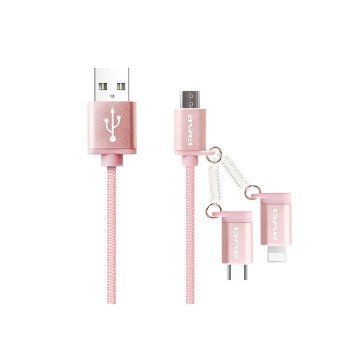Καλώδιο Φόρτισης Awei CL-990 1m Micro USB/USB Type-C/Lightning Fast Charging Cable - Χρώμα: Χρυσό Ροζ Καλώδιο Φόρτισης Awei CL-990 1m Micro USB/USB Type-C/Lightning Fast Charging Cable - Χρώμα: Χρυσό Ροζ