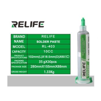 RELIFE RL-403 10cc Πάστα Συγκόλλησης με Μόλυβδο /  Soldering Paste RELIFE RL-403 10cc Πάστα Συγκόλλησης με Μόλυβδο /  Soldering Paste