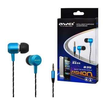 Wired Earphones Awei Q35 Stereo Headset Ενσύρματα Ακουστικά - Χρώμα: Μπλε Wired Earphones Awei Q35 Stereo Headset Ενσύρματα Ακουστικά - Χρώμα: Μπλε