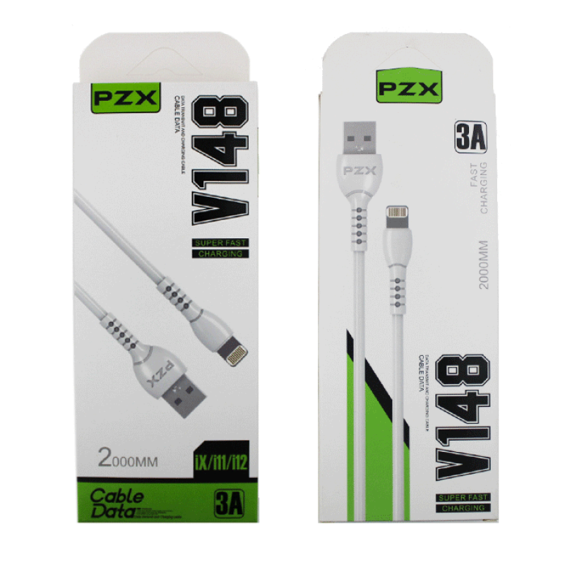 PZX V148 Καλώδιο Γρήγορης Φόρτισης Lightning 3Α 2M - Χρώμα: Λευκό