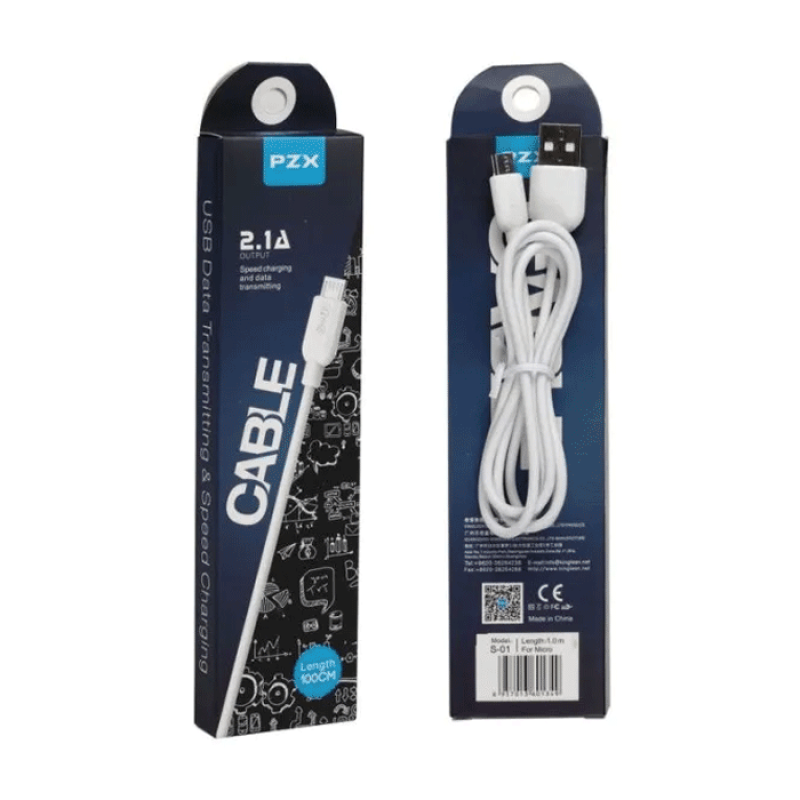 PZX S-01 Καλώδιο Γρήγορης Φόρτισης Micro-USB 1m -Χρώμα: Μαύρο