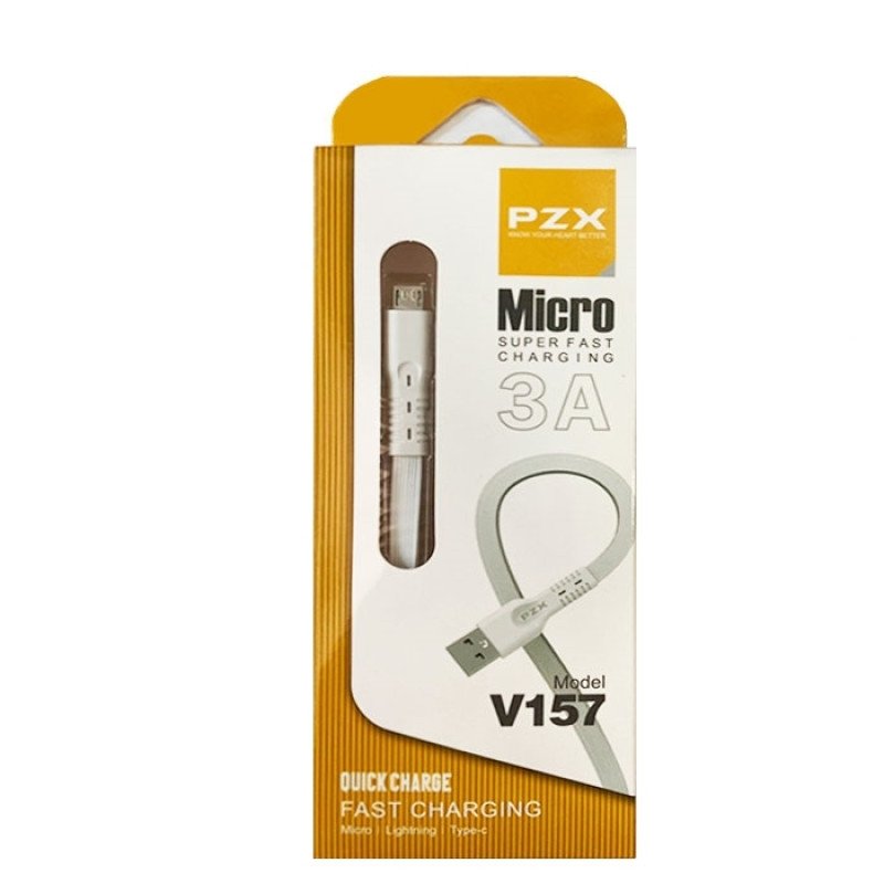 PZX V157 Καλώδιο Φόρτισης και Μεταφοράς Δεδομένων Usb-A σε Micro Usb - Χρώμα: Λευκό 1m