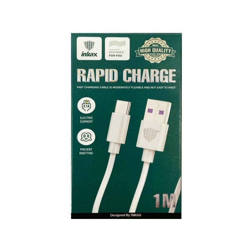 Inkax CB-01 Type-C Καλώδιο Φόρτισης 1m Χρώμα: Λευκό