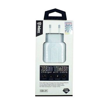 inkax- CD-21 Φορτιστής με 2 usb θυρές USB 2.1A / Lightning USB Kαλώδιο - Χρώμα: Λεύκο inkax- CD-21 Φορτιστής με 2 usb θυρές USB 2.1A / Lightning USB Kαλώδιο - Χρώμα: Λεύκο