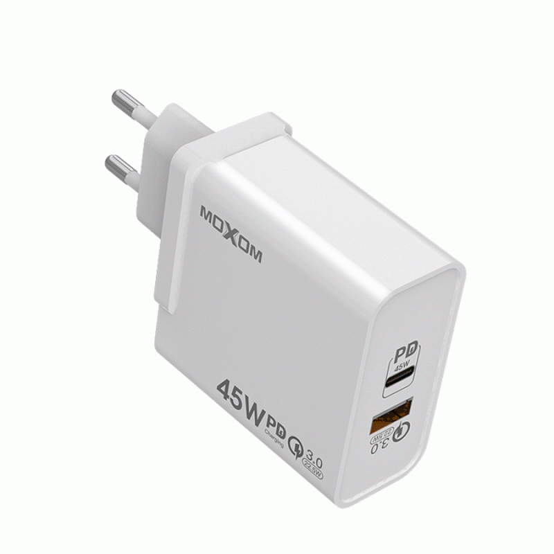 Moxom MX-HC98 Αντάπτορας Φορτιστή με Θύρα USB-A και USB-C 45W - Χρώμα: Λευκό