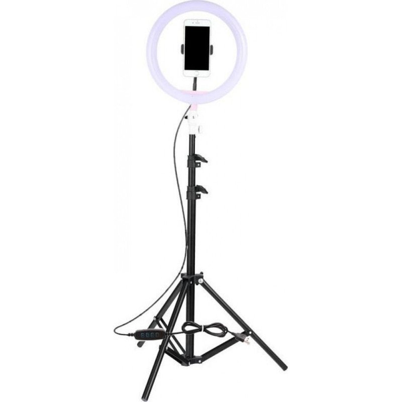 Ring Light QX-260 με Τρίποδο και Βάση για Κινητό 10'' - Χρώμα: Μαύρο